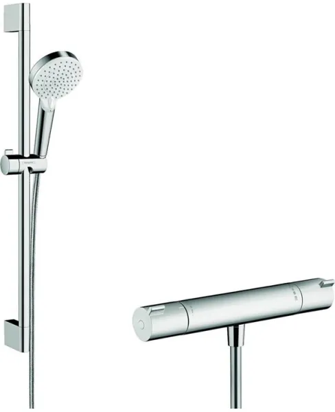 Hansgrohe Crometta Vario -suihkusarja Ecostat 1001 CL -termostaatilla, valkoinen/kromi