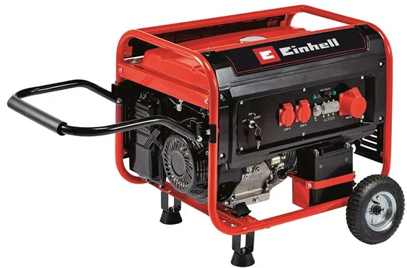 Einhell TC-PG 65/E5 bensiinikäyttöinen generaattori, jossa 2x230 volttia ja 1x400 volttia