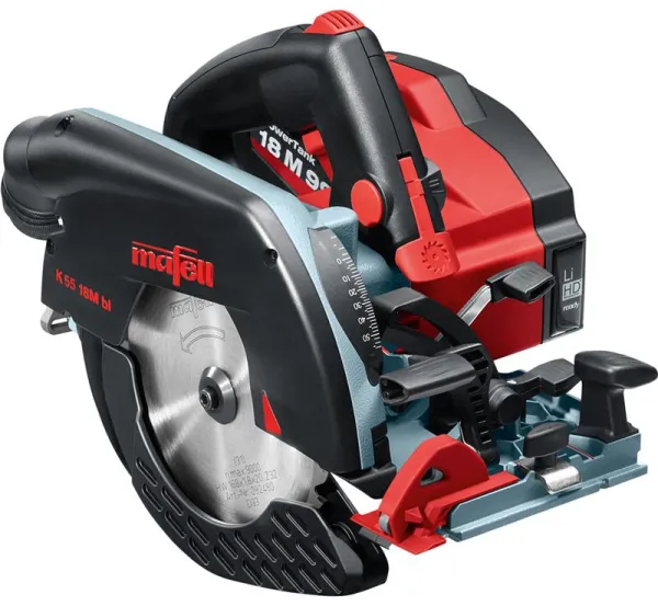 Mafell Akkukäsipyörösaha K 55 18M bl PURE T-MAX-laukussa
