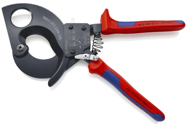 Knipex Kaapelileikkuri (räikkäperiaate) musta lakattu, monikomponenttikahvalla 280 mm