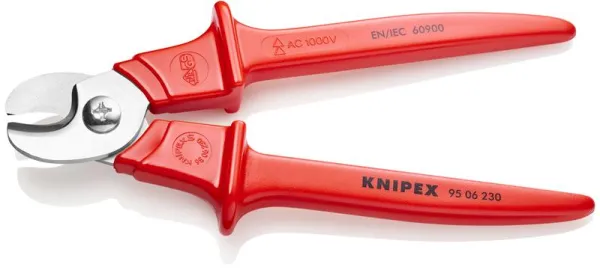 Knipex Kaapelileikkurit, joissa on muovipinnoitetut eristetyt kahvat, muovipinnoitettu, VDE-hyväksytty 230 mm