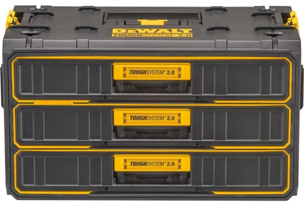 DeWalt® ToughSystem® 2.0 työkalulaatikko, jossa on kolme laatikkoa
